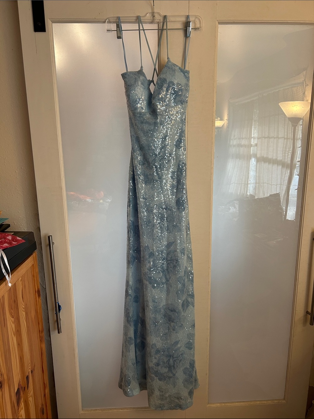 Floral Sequin Lace up Prom Dress